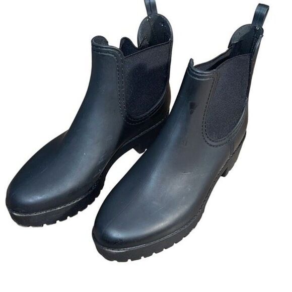 Jeffrey Campbell Womens Chelsea Elastic Side Panel Matte Rain Boots Black Size 8 - Picture 1 of 7